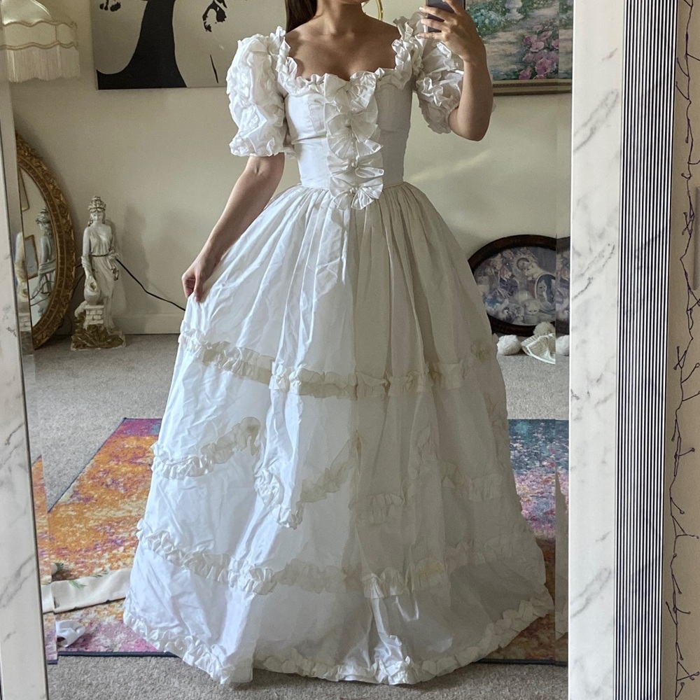 Princess Diana Vintage 80s Wedding Dress Size 0-2 - Picture 6 of 12